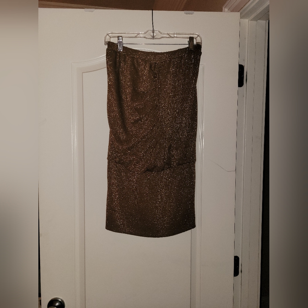 Strapless Brown & Gold Bodycon Dress/Top